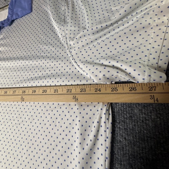 Graham Luxe Mens XL Golf Polo Shirt Blue Dot Pattern‎ Short Sleeve - Picture 7 of 8